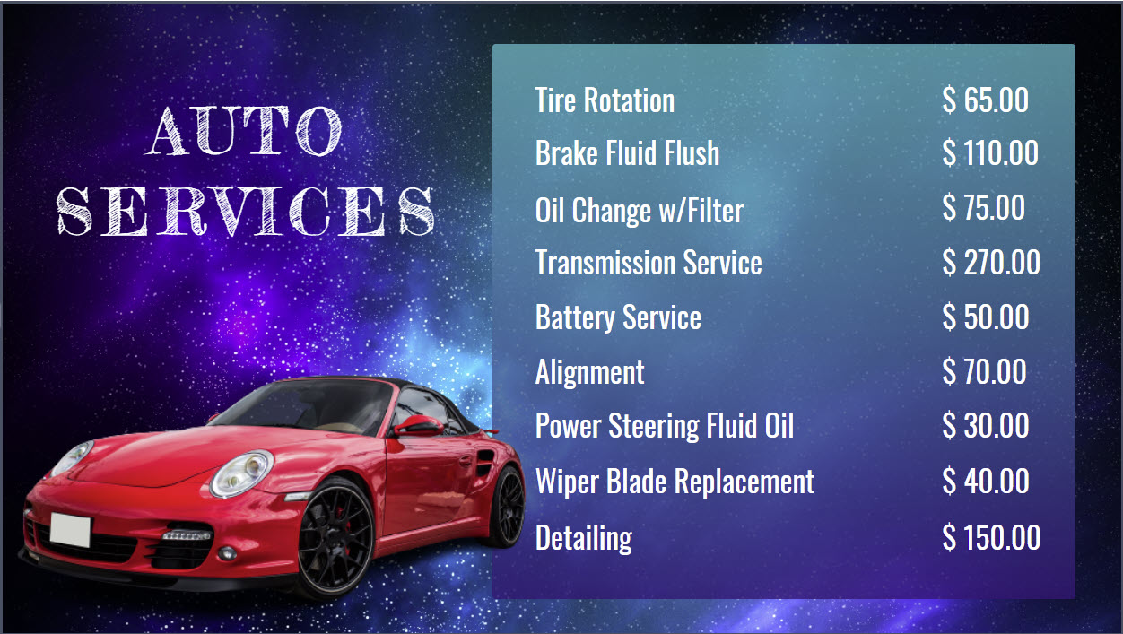 Free Auto Repair Shop Digital Signage Templates | Directable Digital  Signage - Affordable Digital Signage for Amazon Fire TV and Android